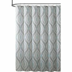 Best Pirce 💯 VCNY Elegant Fabric Shower Curtain, Teardrop Paisley Print, Blue, Brown 🔔