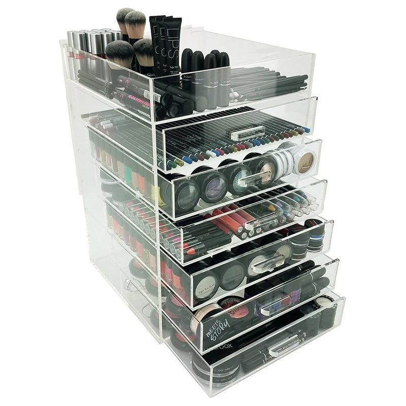 Best Pirce ✔️ Vandue Corporation OnDisplay 7 Tier Acrylic Cosmetic/Makeup Organizer - Multi-Tiered Clear Drawer ✨