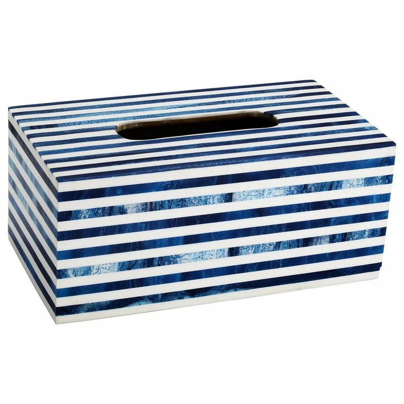 Outlet π₯ Mascot Hardware Striped Tissue Box Cover, White/Blue π