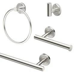 Hot Sale 😍 Gatco Fine Bathware Gatco Latitude2 4-Piece Bathroom Accessory Kit, Satin Nickel ❤️
