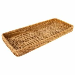 Discount โ Artifacts Trading Company Artifacts Rattan Rectangular Vanity Tray, Honey Brown ๐