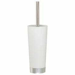 Cheapest 🤩 Toilet Brush And Holder Sealskin Glossy White And Silver Polyresin 👏