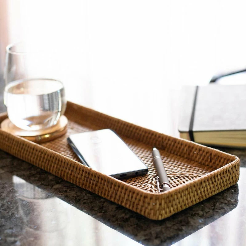 Discount ⌛ Artifacts Trading Company Artifacts Rattan Rectangular Vanity Tray, Honey Brown 😉 - Image 4
