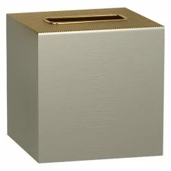 New 🔥 TATARA Nu Steel Selma Brushed Gold Boutique Tissue Box Cover ⌛