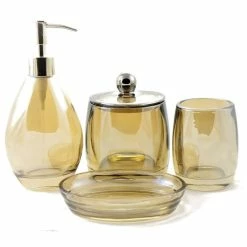 New 🧨 Nature Home Decor Angus Glass Bathroom Set Of Champagne Collection 🎁