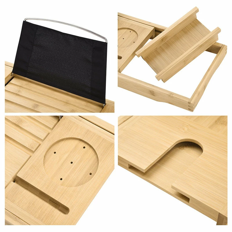 Outlet ๐ Yescom Extendable Bamboo Bathtub Caddy Tray Tablet Slot Glass Tablet Holder Relaxing ๐ - Image 3