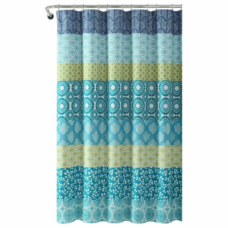 Wholesale ๐ Lush Decor Bohemian Stripe 72x72 Shower Curtain, Blue/Green ๐