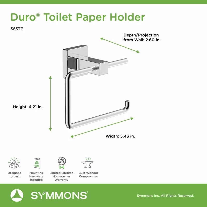 Brand new ๐ Symmons Duro Wall Mounted Toilet Paper Holder, Chrome โ - Image 3