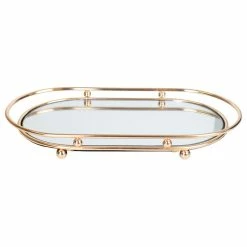Flash Sale ⌛ HOME BASICS Luxury Mirror Vanity Tray, Gold ✔️