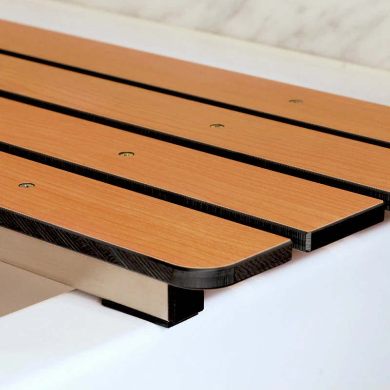 New โจ Seachrome Corporation 32" X 13.5" End-Hung Wall Mount Folding Teak Tub Seat With 3" Slats ๐ - Image 3