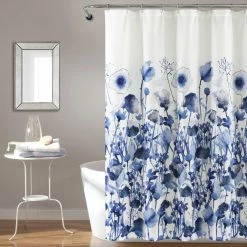 Best reviews of 😀 Lush Decor Zuri Flora Shower Curtain Navy Single 72X72 🎉