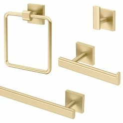 Best Pirce ๐ Gatco Fine Bathware Gatco Elevate 4-Piece Bathroom Accessory Kit, Brushed Brass ๐