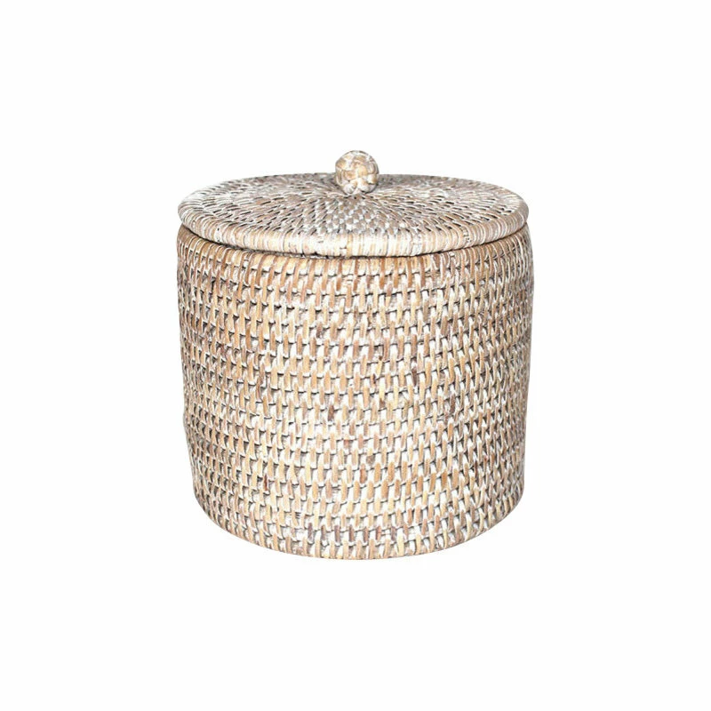 Outlet 🛒 Matahari Incorporated White Wash Rattan Toilet Paper Holder Basket, Set Of 2 🎁