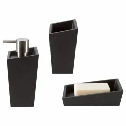 Cheapest 🎉 3-Piece Countertop Accessories Set Spirella Yoshi Matte Black Polyresin 😀