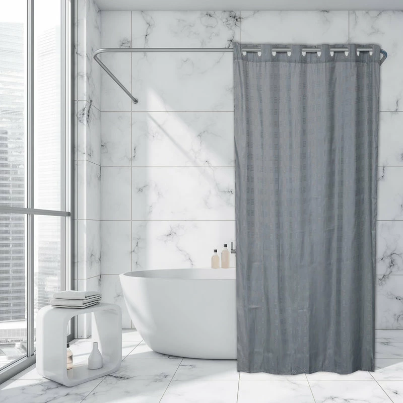 Buy ๐ฅ EVIDECO Hookless Shower Curtain Polyester Cubic, Grey ๐ - Image 2