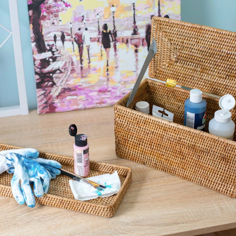 Brand new ๐ Artifacts Trading Company Artifacts Rattan Double Tissue Box, Honey Brown ๐ - Image 7