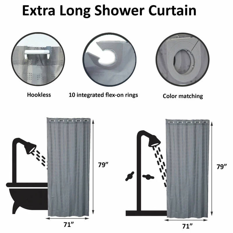 Buy ๐ฅ EVIDECO Hookless Shower Curtain Polyester Cubic, Grey ๐ - Image 3
