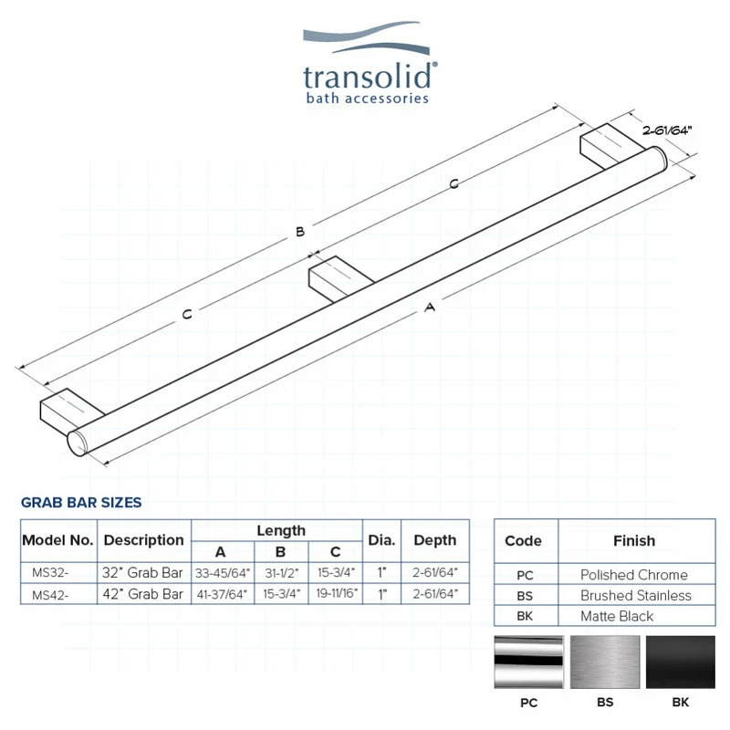 Buy โค๏ธ Transolid Maddox 32" Grab Bar, Black ๐ฅฐ - Image 5