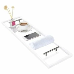 Budget 🌟 ToiletTree Products ToiletTree Clear Acrylic Bathtub Caddy With Rust-Proof Stainless Steel Handles ⌛