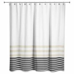 Buy 🛒 DDCG Beige And Black Stripes 71x74 Shower Curtain ✔️