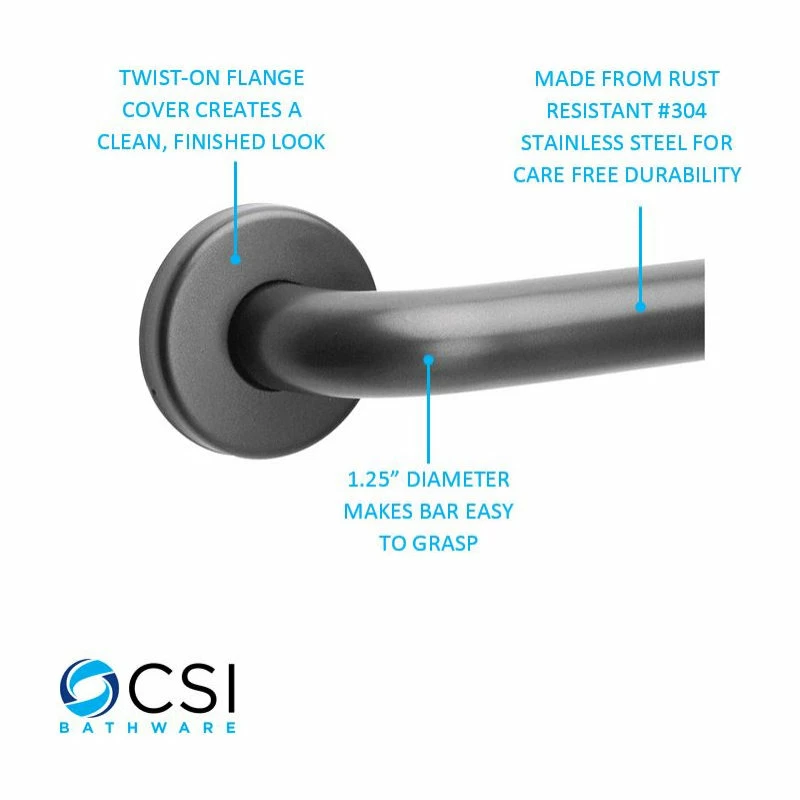 Deals 🌟 CSI Bathware 16" X 16" Left Hand L-Shaped Vertical Angle Grab Bar, Matte Black 🎉 - Image 6