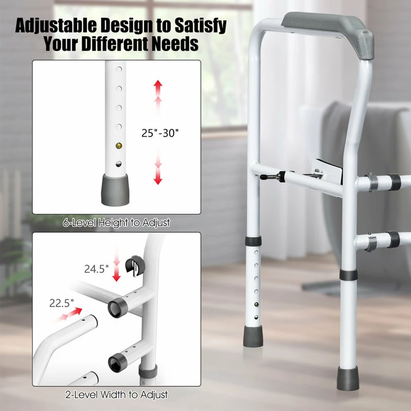 Discount 😀 Costway Toilet Safety Frame, Stand Toilet Safety Rail W/ Adjustable Height & Width 🥰 - Image 2