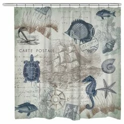Best deal ⌛ Laural Home Seaside Postcard Shower Curtain 👏