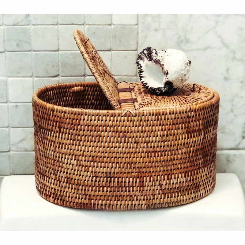 Brand new โจ Artifacts Trading Company Artifacts Rattan Oval Double Tissue Roll Box, Honey Brown ๐ - Image 3