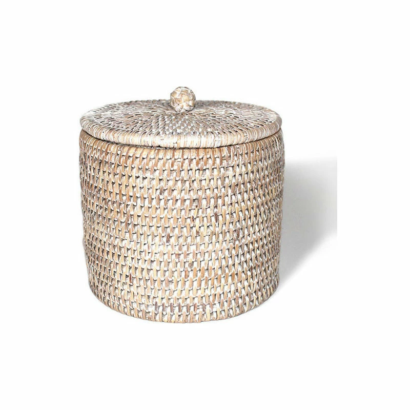 Outlet 🛒 Matahari Incorporated White Wash Rattan Toilet Paper Holder Basket, Set Of 2 🎁 - Image 2