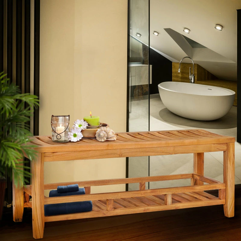 Flash Sale ๐ Chic Teak Inc. Teak Wood Nassau Shower Stool / Bench With Shelf, 47" โ๏ธ - Image 4