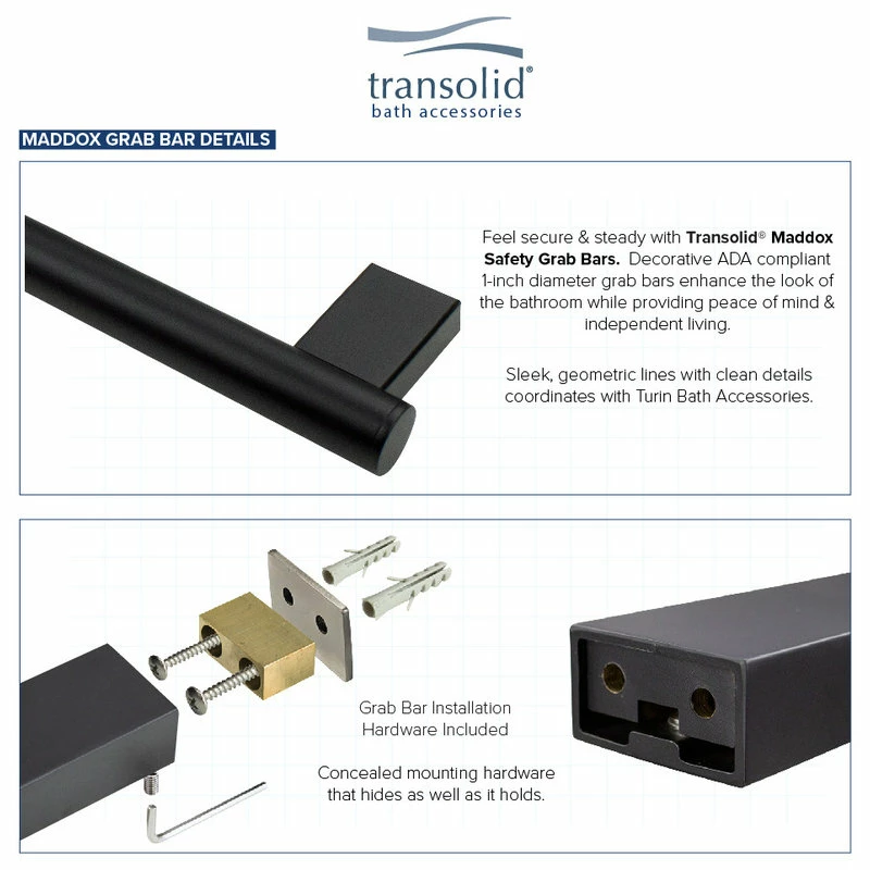 Buy โค๏ธ Transolid Maddox 32" Grab Bar, Black ๐ฅฐ - Image 4