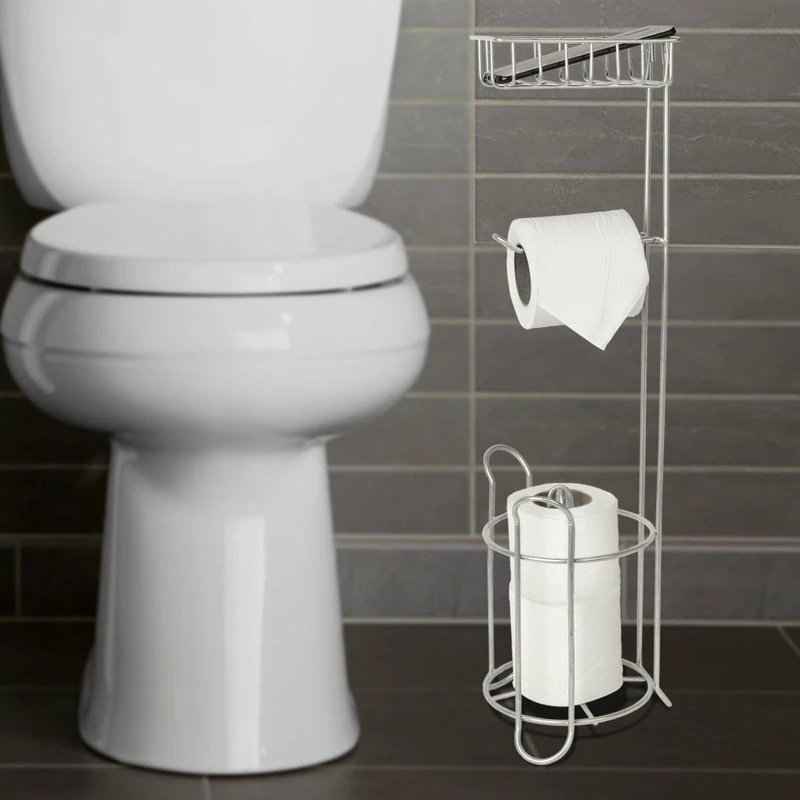 Flash Sale 🤩 TATARA Nu Steel Freestanding Metal Wire Toilet Paper Roll Holder Stand, Silver Finish ⭐ - Image 6