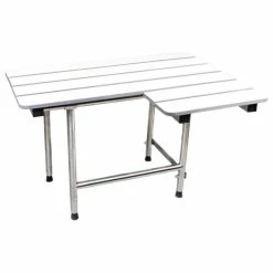 Cheapest 🔔 CSI Bathware Shower Seat With Swing Down Legs, White Phenolic Slatted, 26"x21", Left Hand 👏