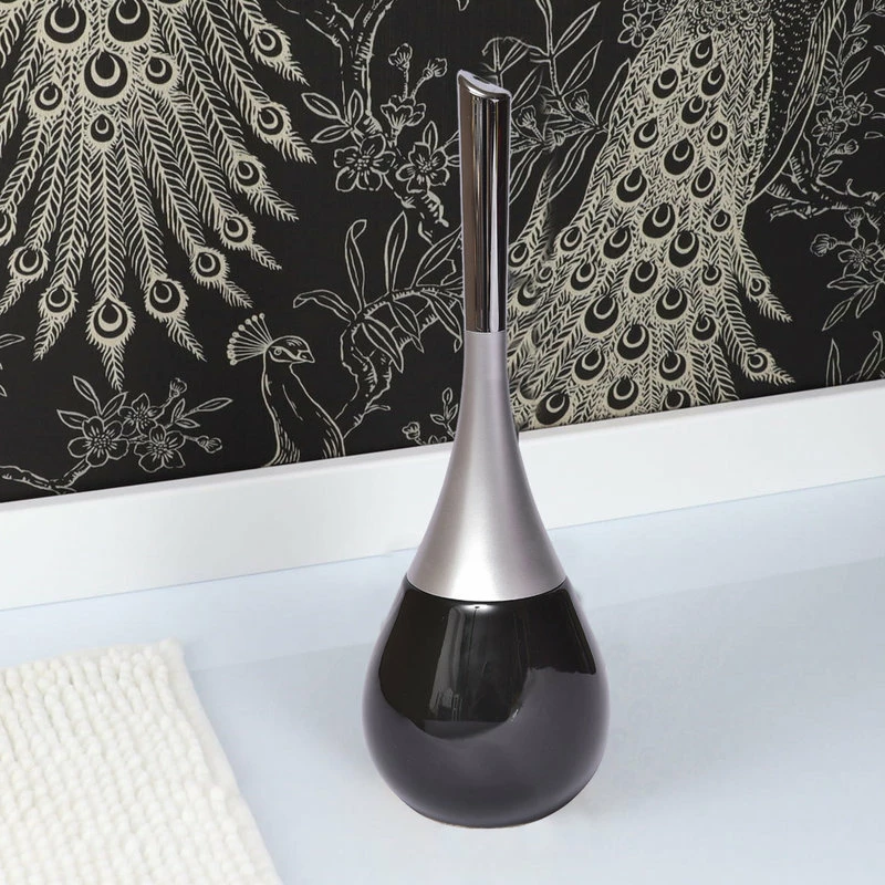 Flash Sale โค๏ธ EVIDECO Water Drop Toilet Bowl Brush And Holder Set, Black ๐ - Image 2