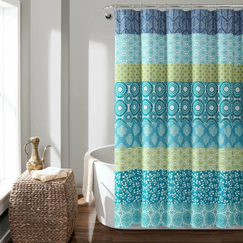 Wholesale ๐ Lush Decor Bohemian Stripe 72x72 Shower Curtain, Blue/Green ๐ - Image 2