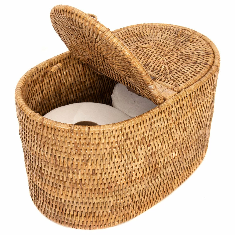 Brand new โจ Artifacts Trading Company Artifacts Rattan Oval Double Tissue Roll Box, Honey Brown ๐ - Image 2