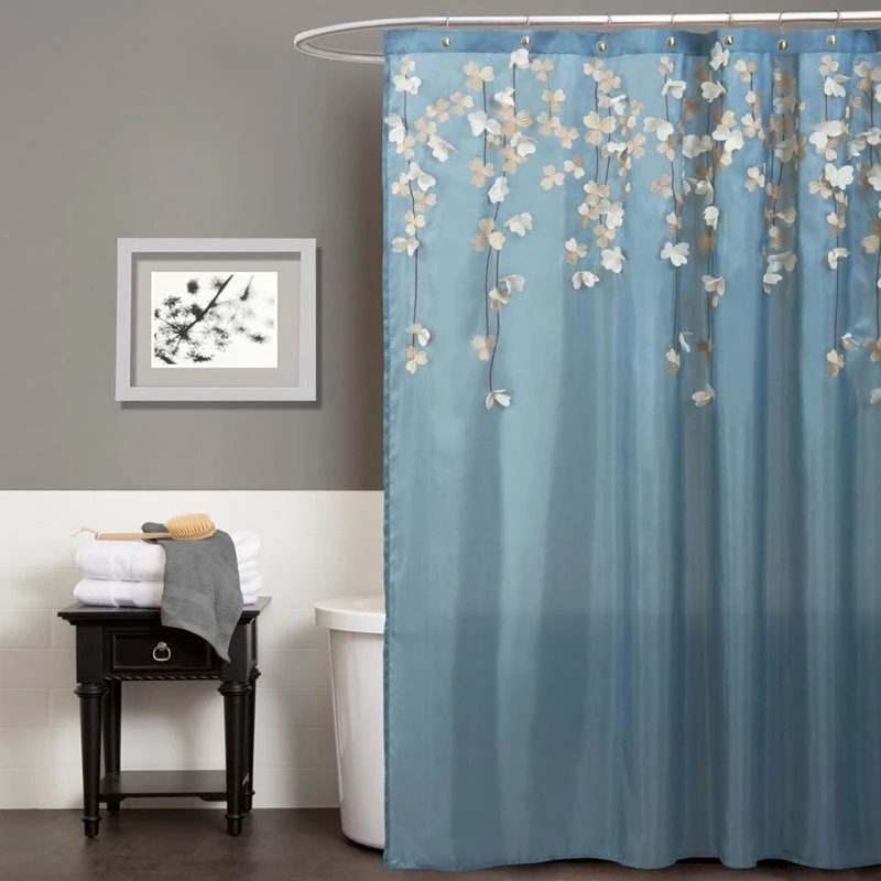 Best deal ๐ Lush Decor Flower Drops Federal Blue/White Shower Curtain 72x72 ๐ - Image 2