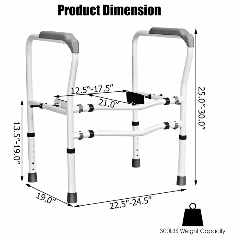 Discount 😀 Costway Toilet Safety Frame, Stand Toilet Safety Rail W/ Adjustable Height & Width 🥰 - Image 5