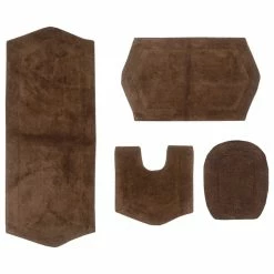 Promo 🛒 Home Weavers Inc. Waterford Collection 4 Piece Bath Rug With Lid Cover, Chocolate ⭐