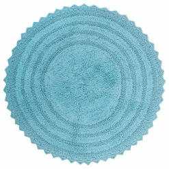 Promo ๐ Design Imports DII Cameo Blue Round Crochet Bath Mat โจ