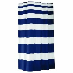 Cheap 👏 Extra Long Shower Curtain 72"x78" Sealskin Nautica Stripes Blue And White ❤️