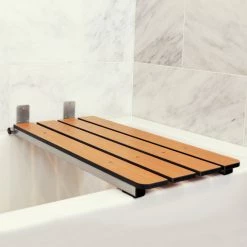 New ✨ Seachrome Corporation 32" X 13.5" End-Hung Wall Mount Folding Teak Tub Seat With 3" Slats 🔔