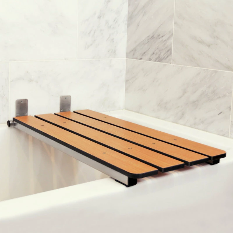 New โจ Seachrome Corporation 32" X 13.5" End-Hung Wall Mount Folding Teak Tub Seat With 3" Slats ๐