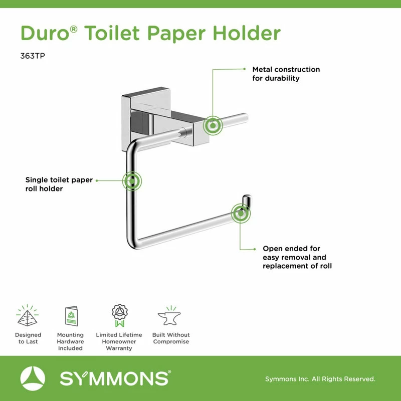 Brand new ๐ Symmons Duro Wall Mounted Toilet Paper Holder, Chrome โ - Image 4