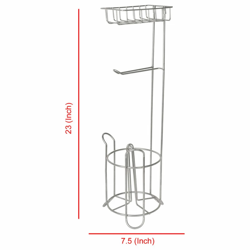 Flash Sale 🤩 TATARA Nu Steel Freestanding Metal Wire Toilet Paper Roll Holder Stand, Silver Finish ⭐ - Image 2