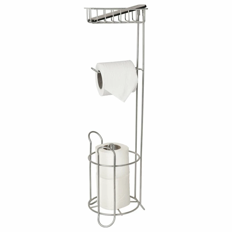 Flash Sale 🤩 TATARA Nu Steel Freestanding Metal Wire Toilet Paper Roll Holder Stand, Silver Finish ⭐