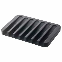 New 👍 Yamazaki Home Self-Draining Soap Tray, Silicone, Black 👏