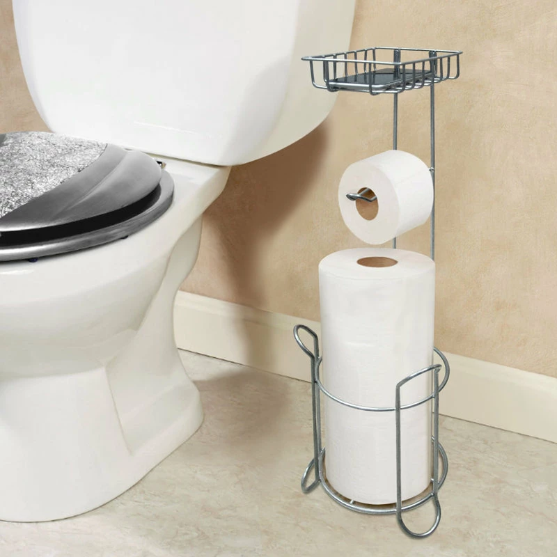 Flash Sale 🤩 TATARA Nu Steel Freestanding Metal Wire Toilet Paper Roll Holder Stand, Silver Finish ⭐ - Image 3