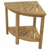 New ❤️ Redmon Bamboo Spa Style Corner Shower Seat With Shelf 🌟