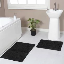 Promo 🤩 Home Weavers Inc. Modesto 2-Piece Bath Rug Set, Grey 🤩